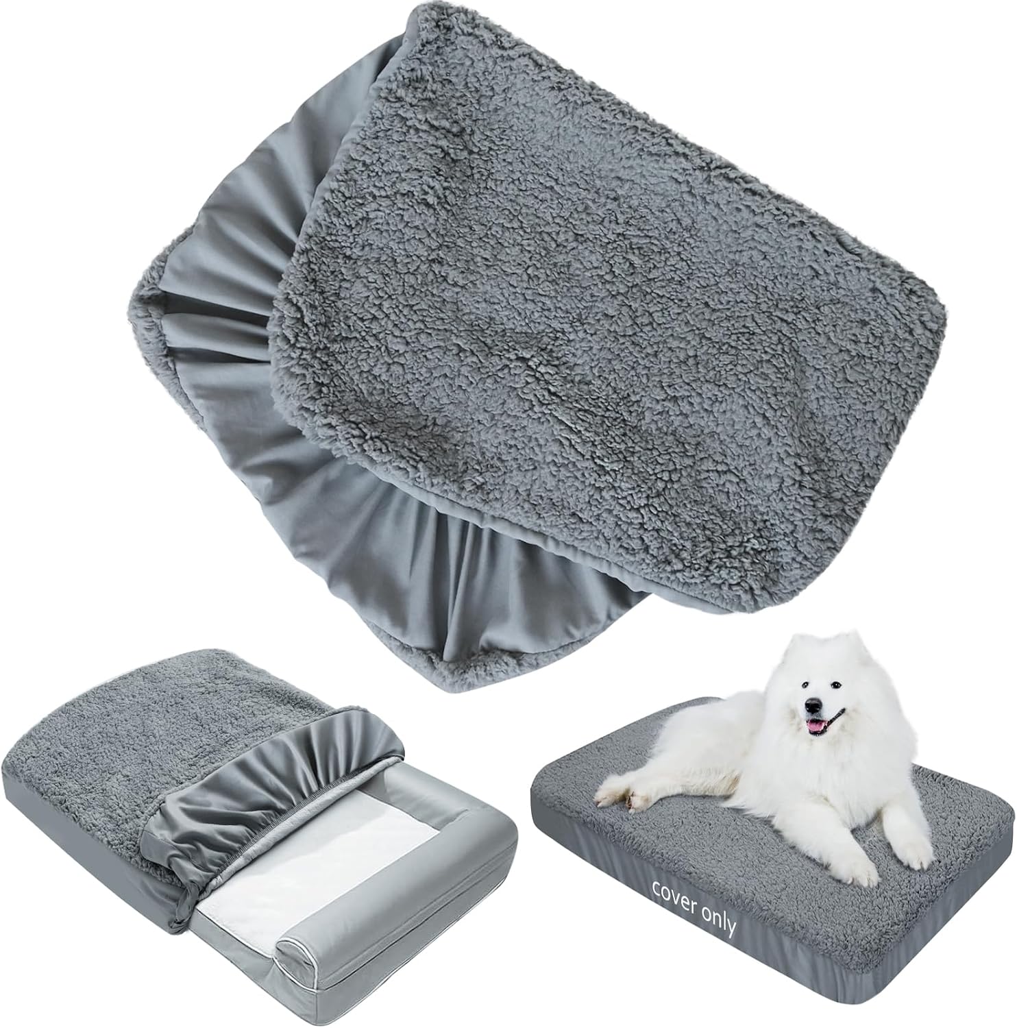 Dog Bed Covers Soft Plush Replacement Washable, 36 by 27 Inches, Cover Only