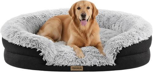 Miorun Fluffy Orthopedic Dog Bed Large Sized Dog, 43 inch Bolster Sofa Bed