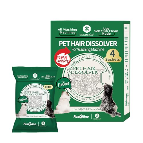 FURGONE Pet Hair Dissolver Washing Machine Cleaner Powder, 4 Sachets