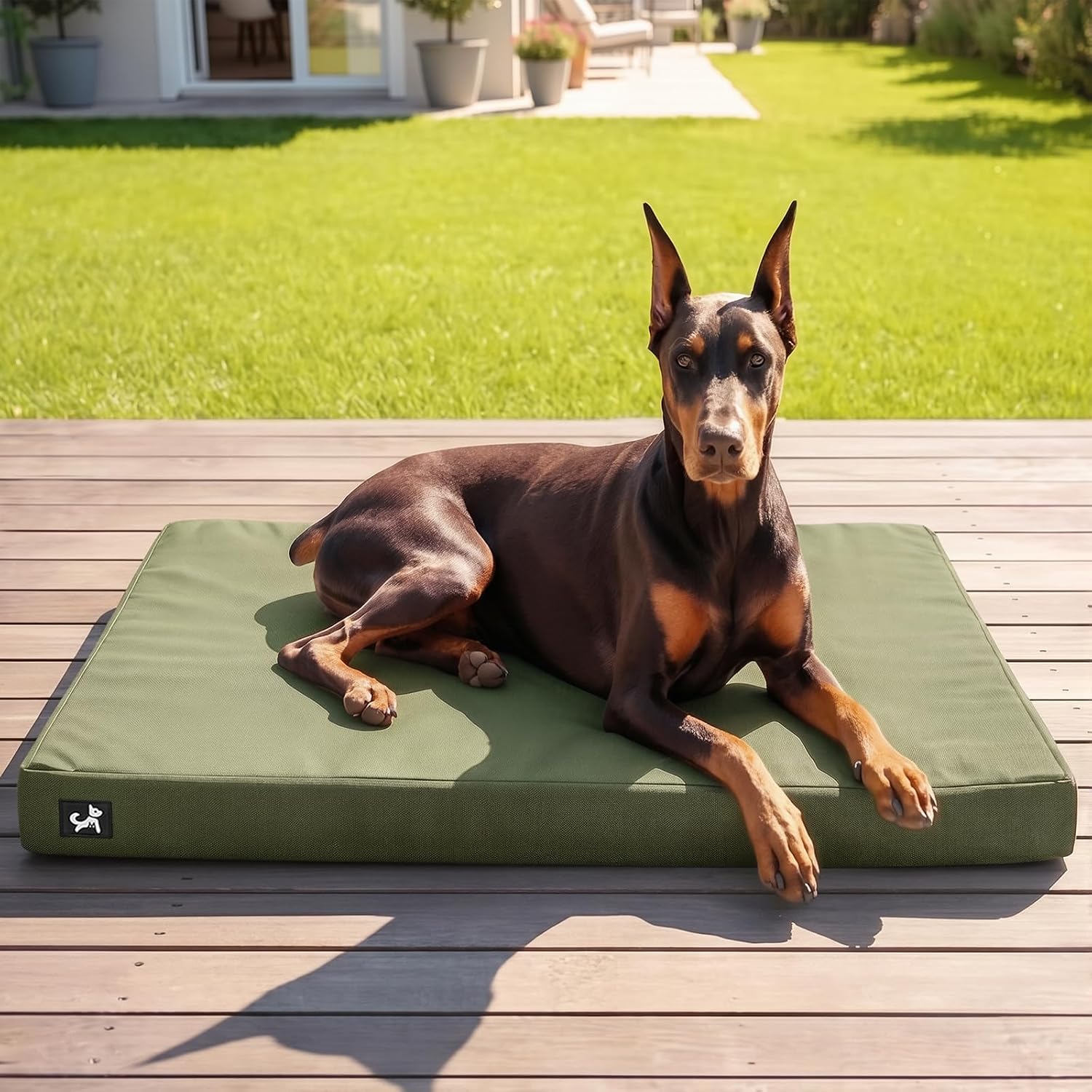 Sytopia 48 Inch Indestructible Dog Beds for Large Dogs, XXL Canvas Outdoor Chew Proof Dog Bed, Waterproof & Washable Orthopedic Crate Bed with Non-Slip Bottom, Green