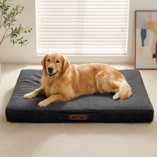 Sytopia 42" XL Indestructible Dog Bed, Orthopedic Waterproof Chew Proof Dog Bed, Chew-Resistant Dog Pad, 90 lbs Capacity for Extra Large Dogs, Indoor & Outdoor Use, Black
